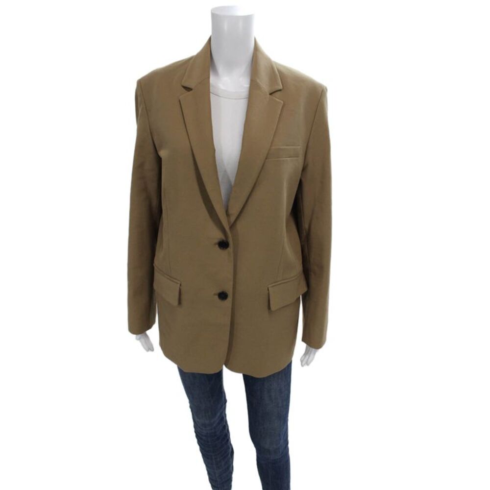 Studio Tomboy Women Basic Jacket Beige Cotton Button Long Sleeve Classic Size S